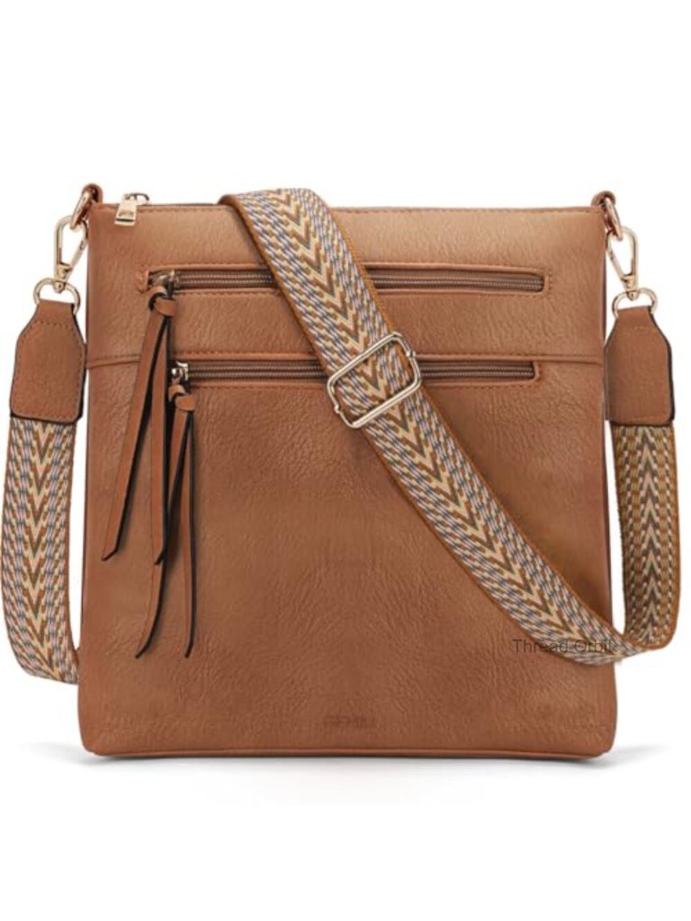 Medium Crossbody Bag with Wide Strap Vegan PU Leather Travel Purse